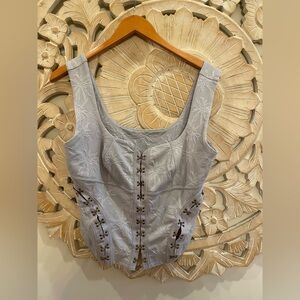 Free People Lavender Corset Tank with Embroidered Detail